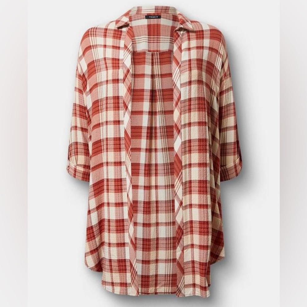 Torrid Red and Cream Plaid Cape